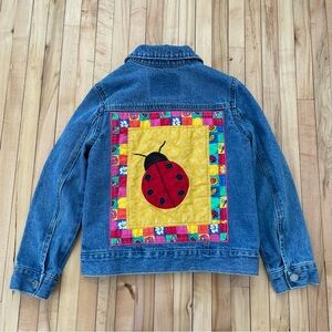 Levis Upcycled Reworked Kids Denim Jacket with Colorful Ladybug Patch